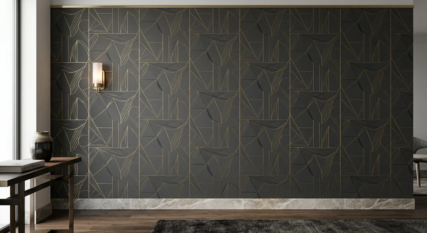 Luxus Wandbekleidung geometrisch mit Goldakzenten